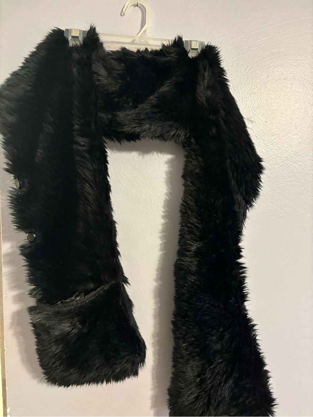 INC International Concepts Black Faux Fur Scarf Wrap